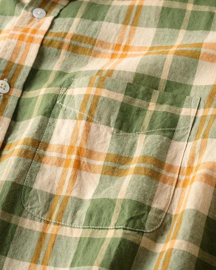 ヴィンテージライクマドラスチェックシャツ半袖 詳細画像 オリーブ 4