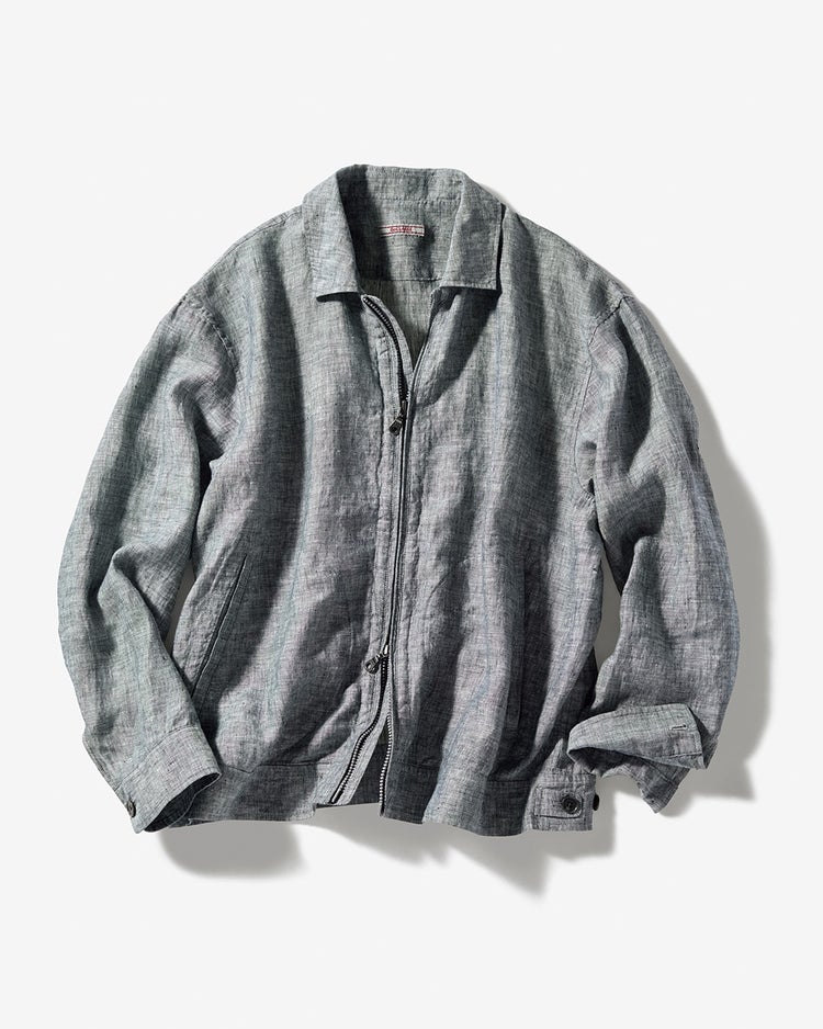 リネンハリントンジャケット 詳細画像 ネイビー&times;ホワイト 1