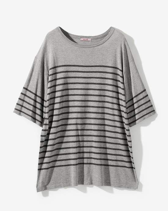 ボーダーリラックスネックサマーニット