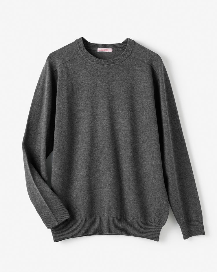 カシミヤシルク混ウォッシャブルクルーニット 詳細画像 杢チャコール 1
