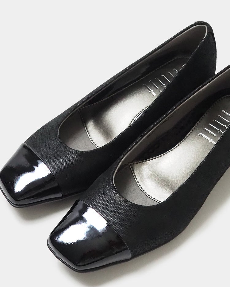 バイカラースクエアトゥウェッジパンプニーカー 詳細画像 ブラック&times;エナメル 5