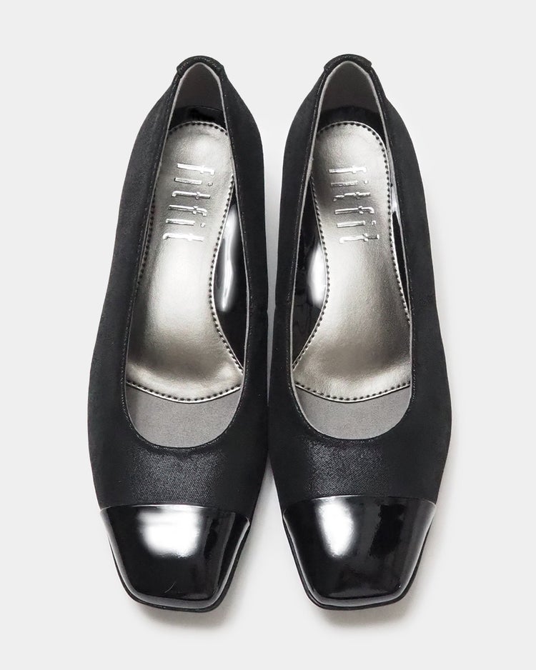 バイカラースクエアトゥウェッジパンプニーカー 詳細画像 ブラック&times;エナメル 6