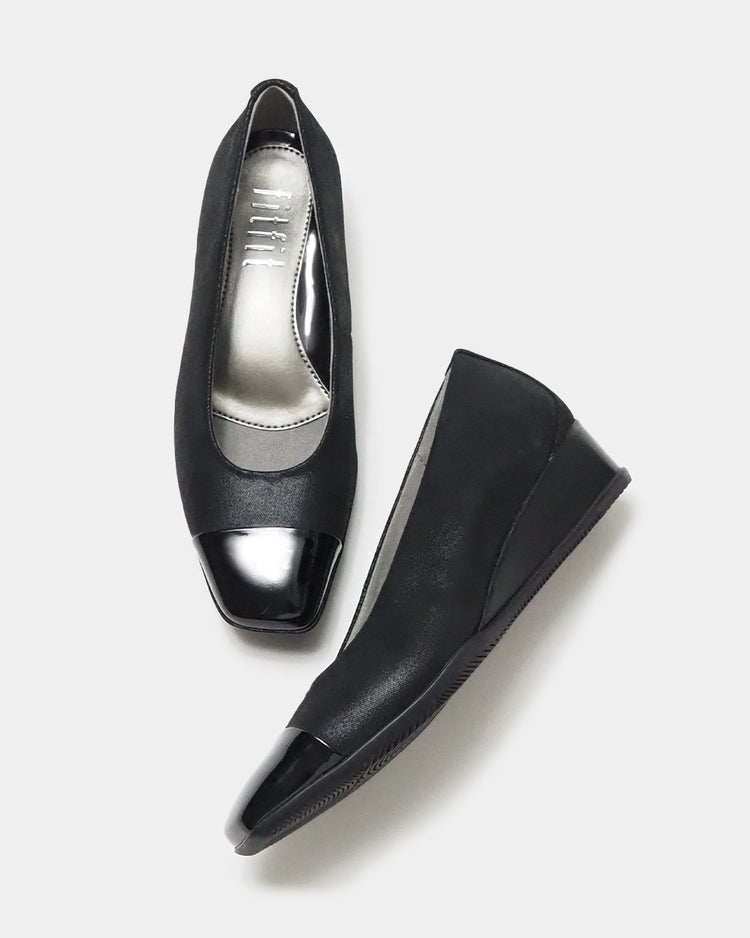 バイカラースクエアトゥウェッジパンプニーカー 詳細画像 ブラック&times;エナメル 7