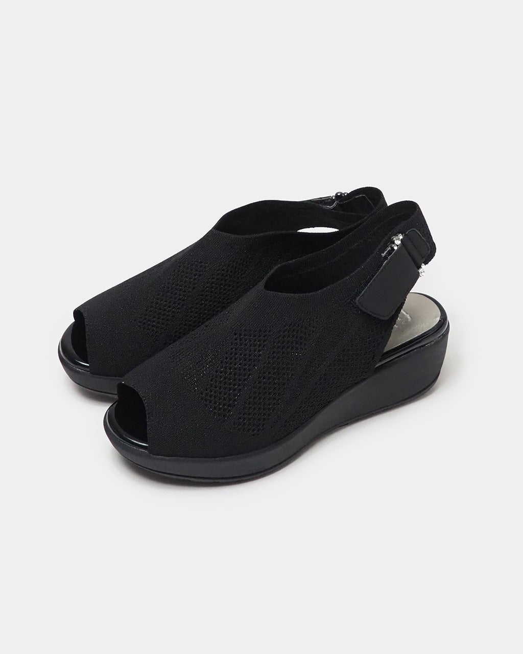 【美品】fitfit フィットフィット 厚底ニットサンダル ビジュー 23cm 厚底ニットサンダルビジュー （シルバー） -fitfit(フィット