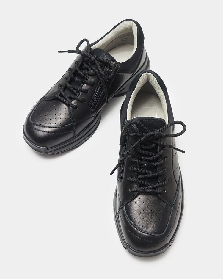 レザージップスニーカーWoW 詳細画像 ブラック&times;ブラック 6