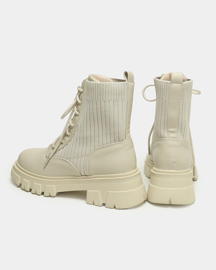 ストレッチニット使いレースアップブーツ 詳細画像 オフホワイト 3