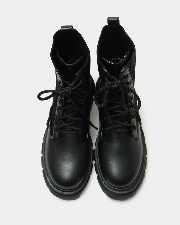 ストレッチニット使いレースアップブーツ 詳細画像 ブラック 6