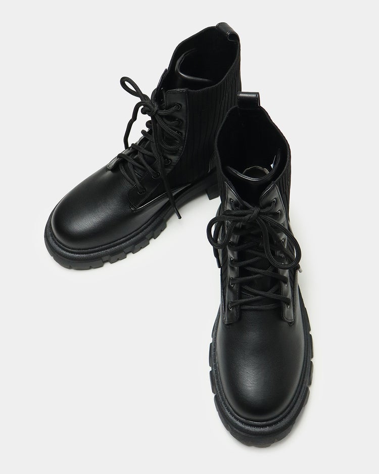 ストレッチニット使いレースアップブーツ 詳細画像 ブラック 7
