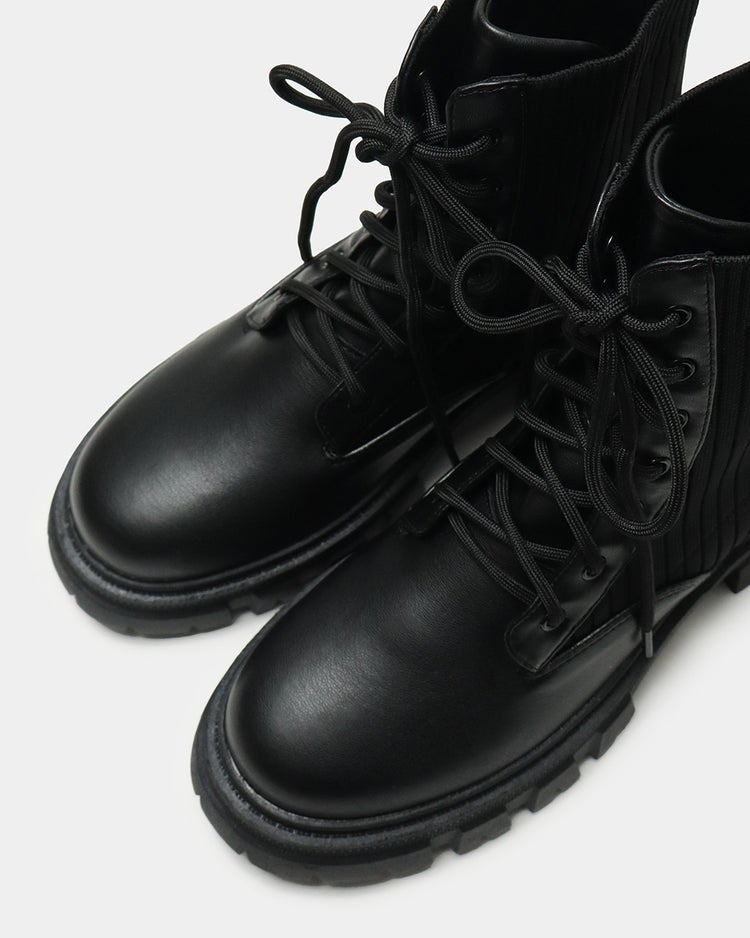 ストレッチニット使いレースアップブーツ 詳細画像 ブラック 9