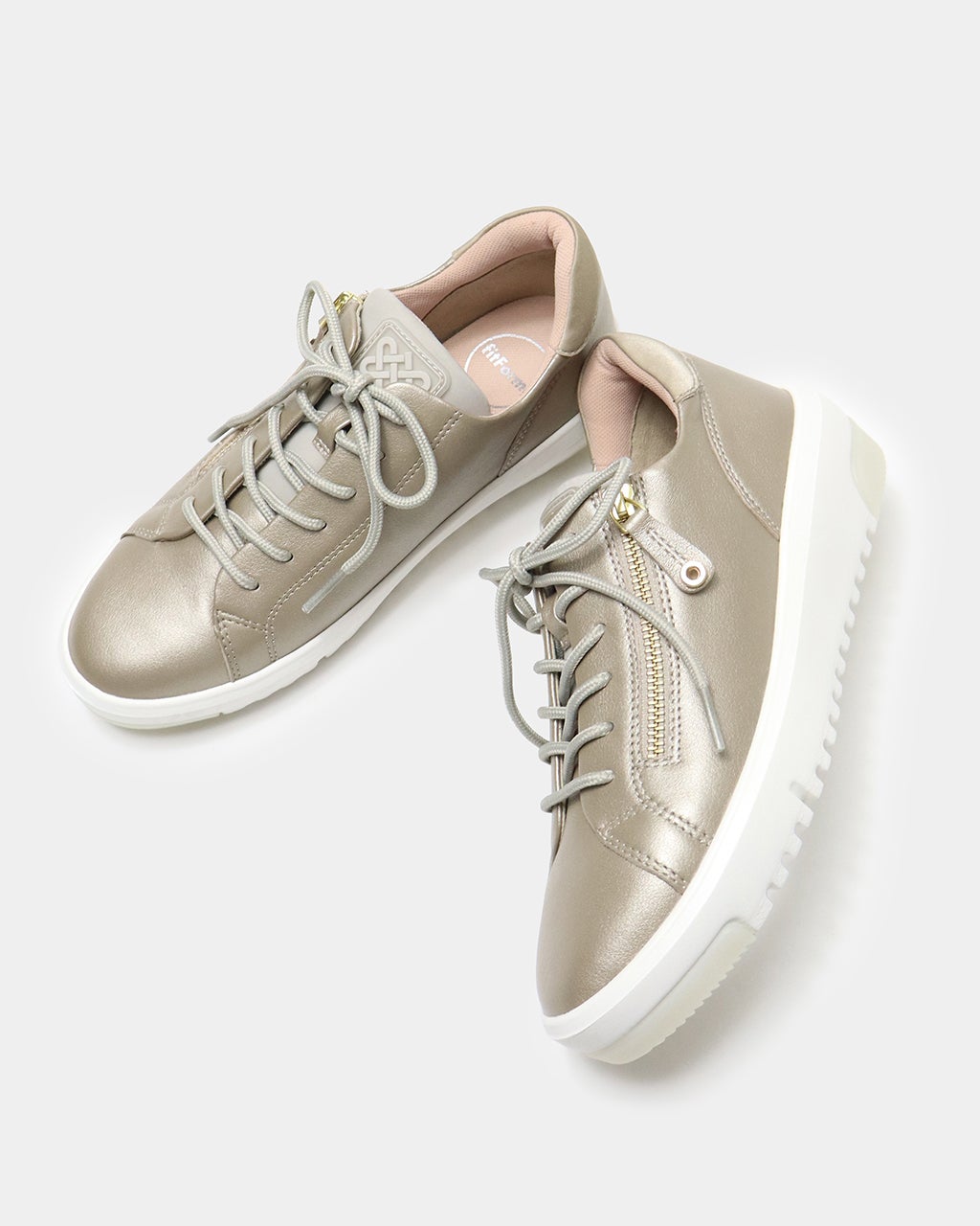 美品 fit fit フィットフィット 25 レザー スニーカー サイドジップ fitfit サイズ交換送料無料 外反母趾 痛くない レザージップ