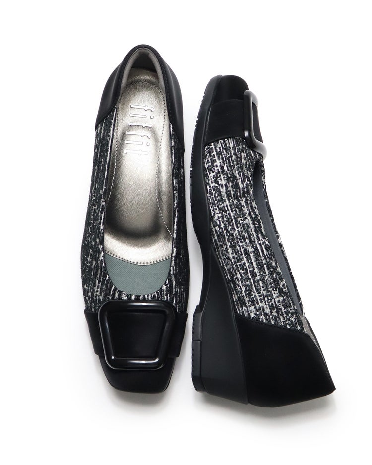 撥水バックルバレエ 320 詳細画像 ブラック&times;ホワイト 6