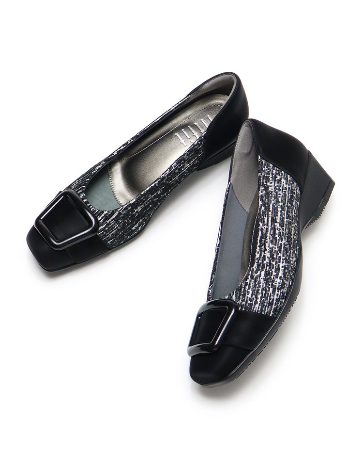 撥水バックルバレエ 320 詳細画像 ブラック&times;ホワイト 8