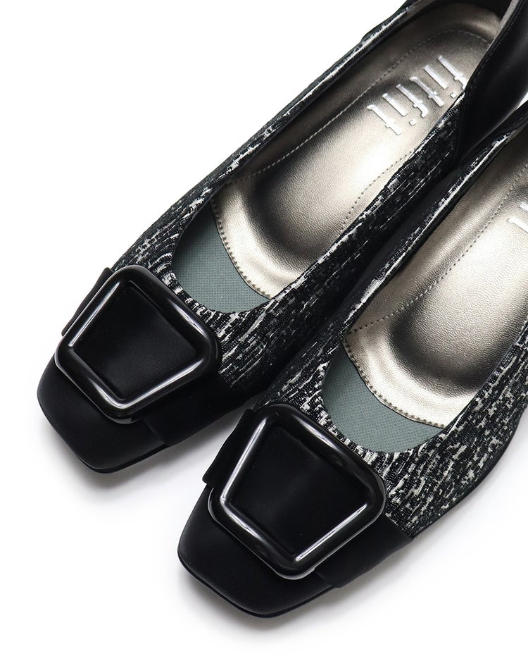 撥水バックルバレエ 320 詳細画像 ブラック&times;ホワイト 9