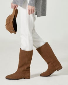 撥水ストレートハーフブーツ