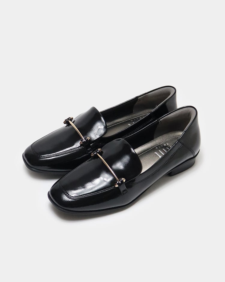 撥水ソフトストレッチローファー801 詳細画像 エナメルブラック 1