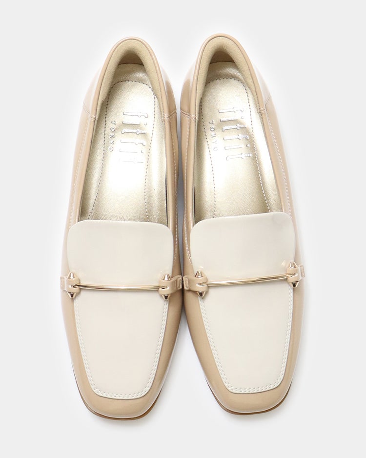 撥水ソフトストレッチローファー801 詳細画像 ベージュ&times;ホワイト 6