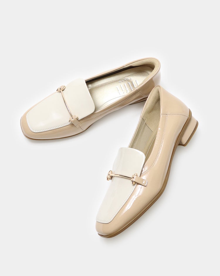 撥水ソフトストレッチローファー801 詳細画像 ベージュ&times;ホワイト 7