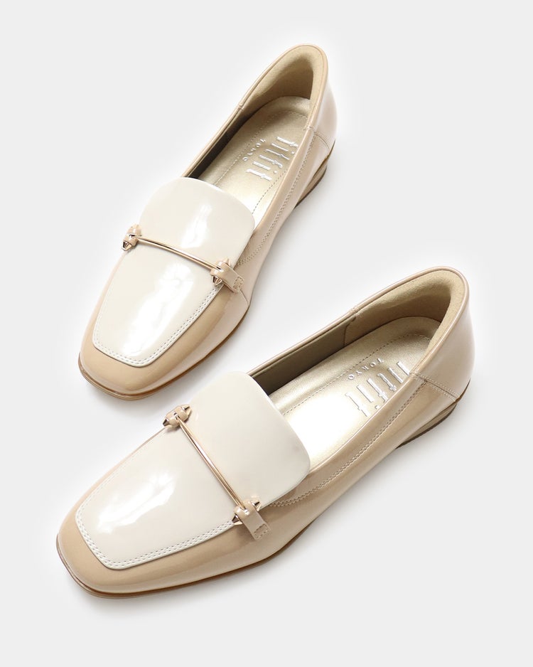 撥水ソフトストレッチローファー801 詳細画像 ベージュ&times;ホワイト 9