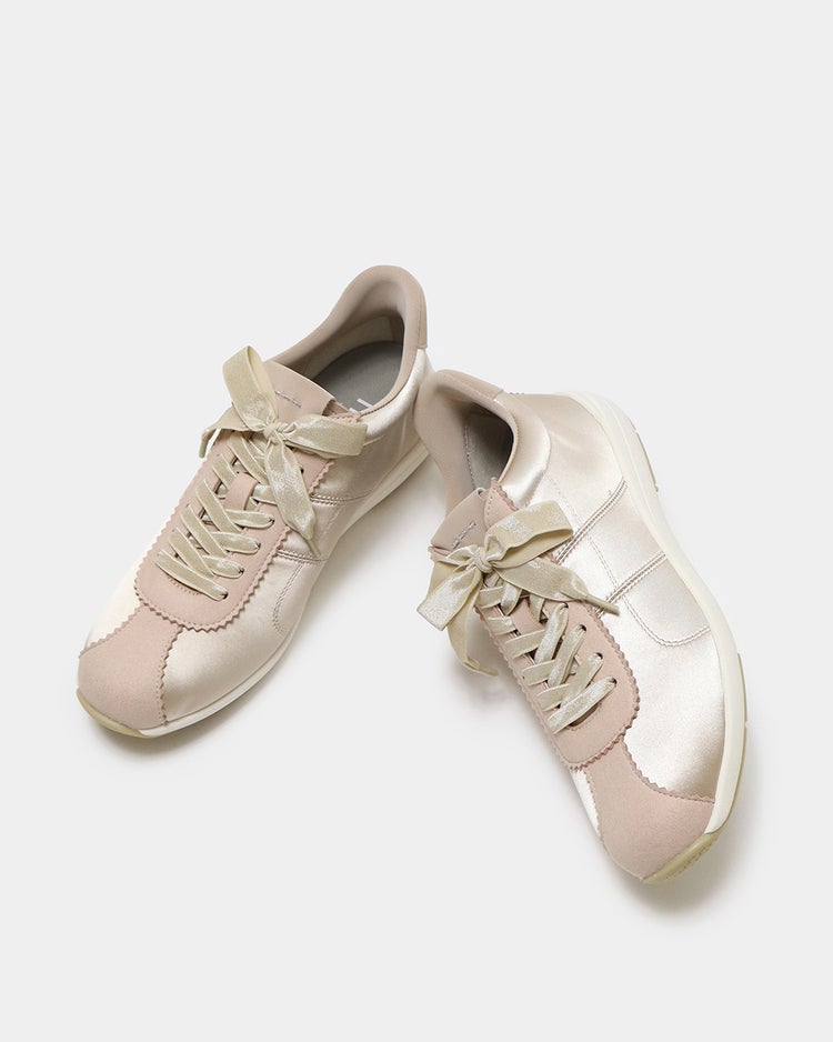 サテンソフトフラットスニーカー620 詳細画像 ベージュ&times;ピンク 6