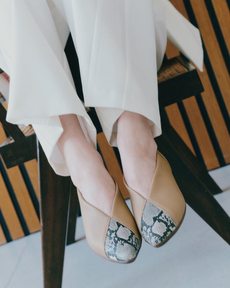 撥水ストレッチポインテッドバレエ251 詳細画像 パイソン・ベージュ 3