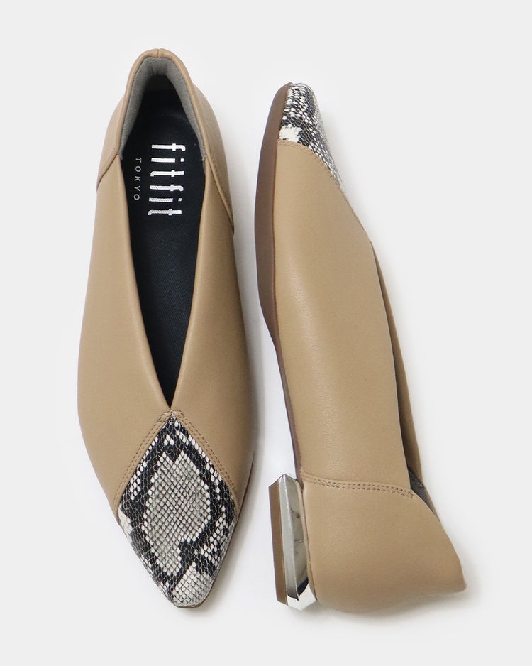 撥水ストレッチポインテッドバレエ251 詳細画像 パイソン・ベージュ 9