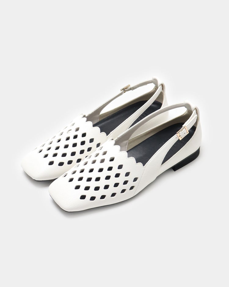 ワイドスクエアカットワークバレエ 詳細画像 オフホワイト 1