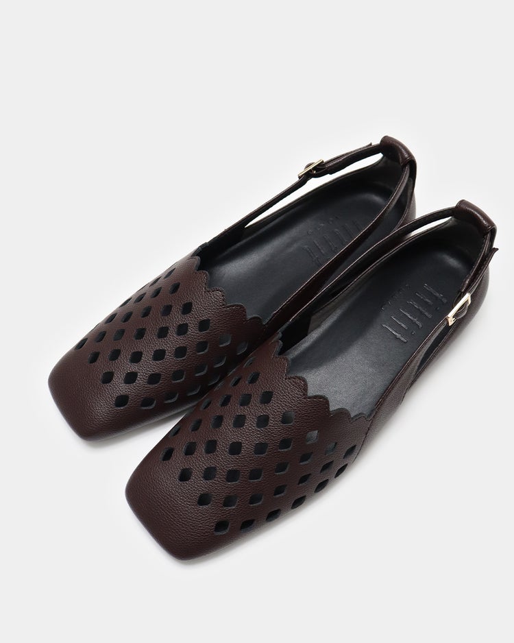 ワイドスクエアカットワークバレエ 詳細画像 ダークブラウン 5