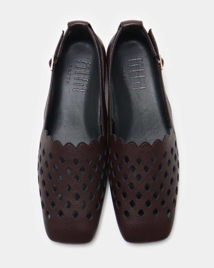 ワイドスクエアカットワークバレエ 詳細画像 ダークブラウン 6