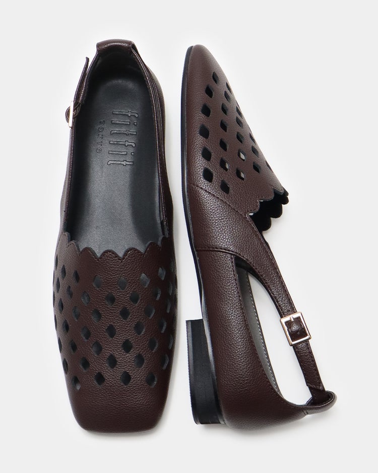 ワイドスクエアカットワークバレエ 詳細画像 ダークブラウン 8