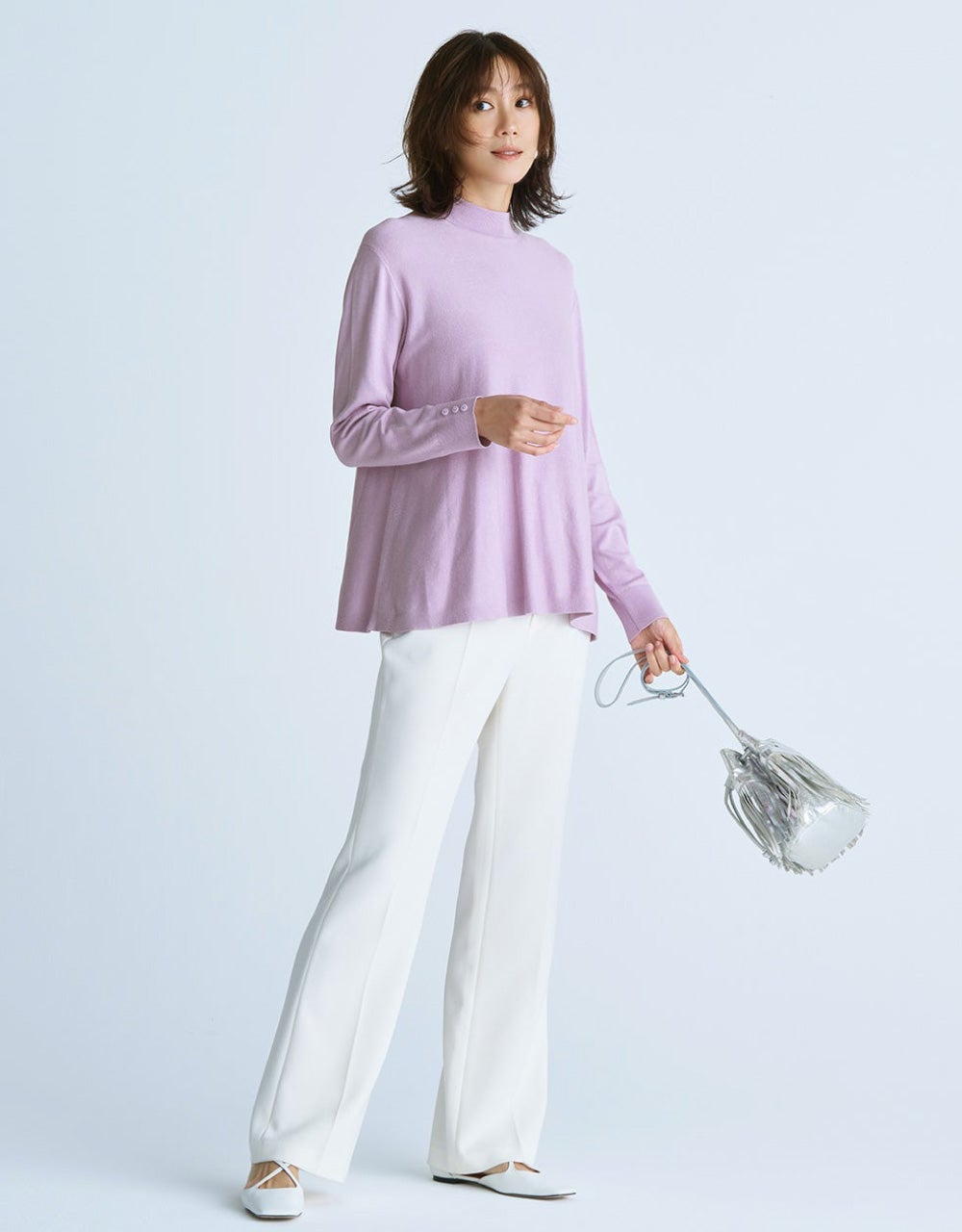 ハイネック・ドロップショルダーニット