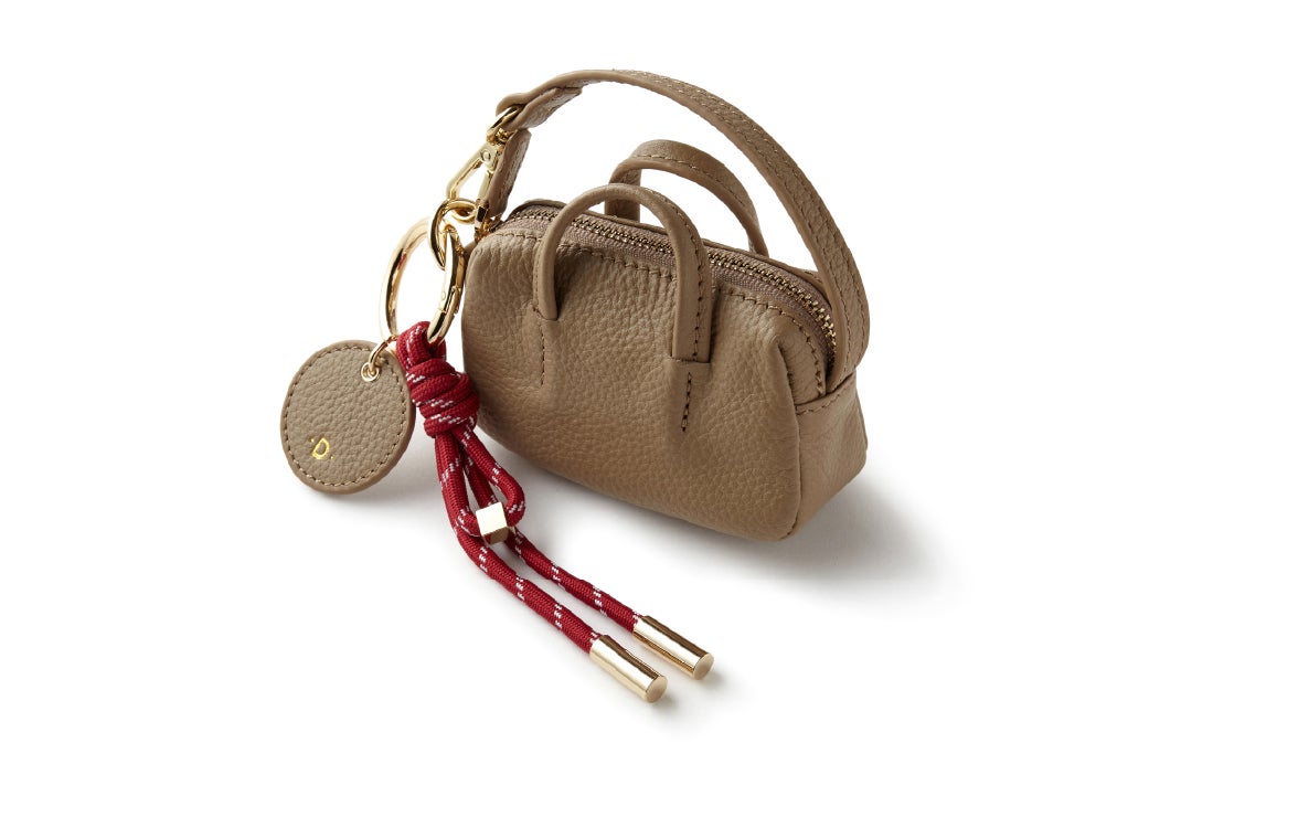 本革・ミニバッグチャーム／キーリング付き