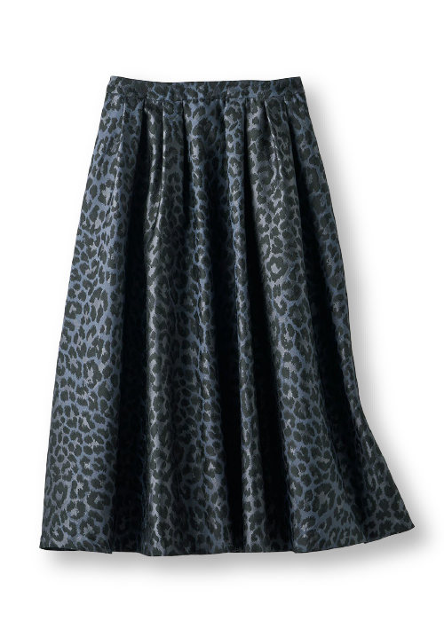 レオパードジャカード・タックフレアスカート