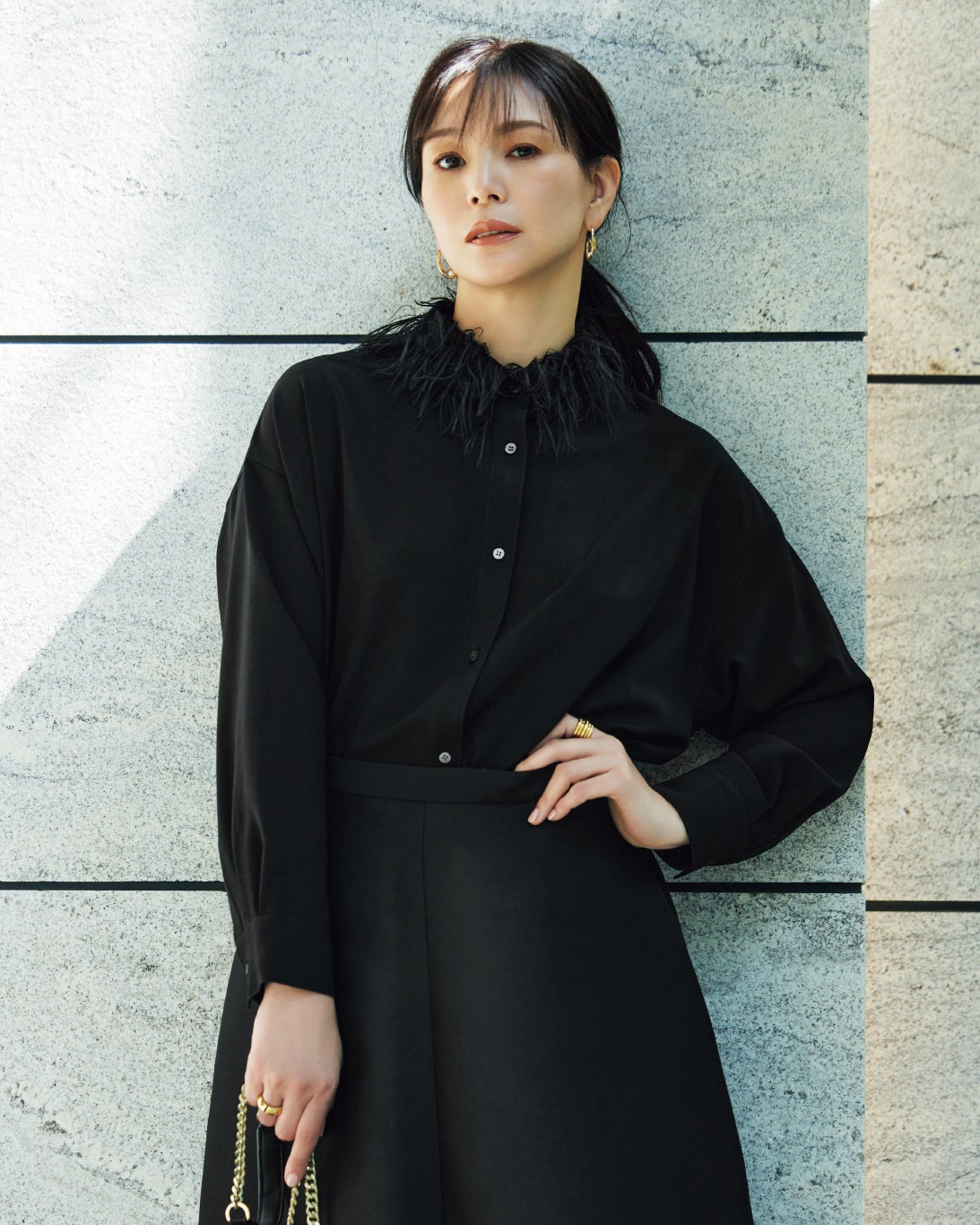 ウールライクストレッチ・２WAYブラウス