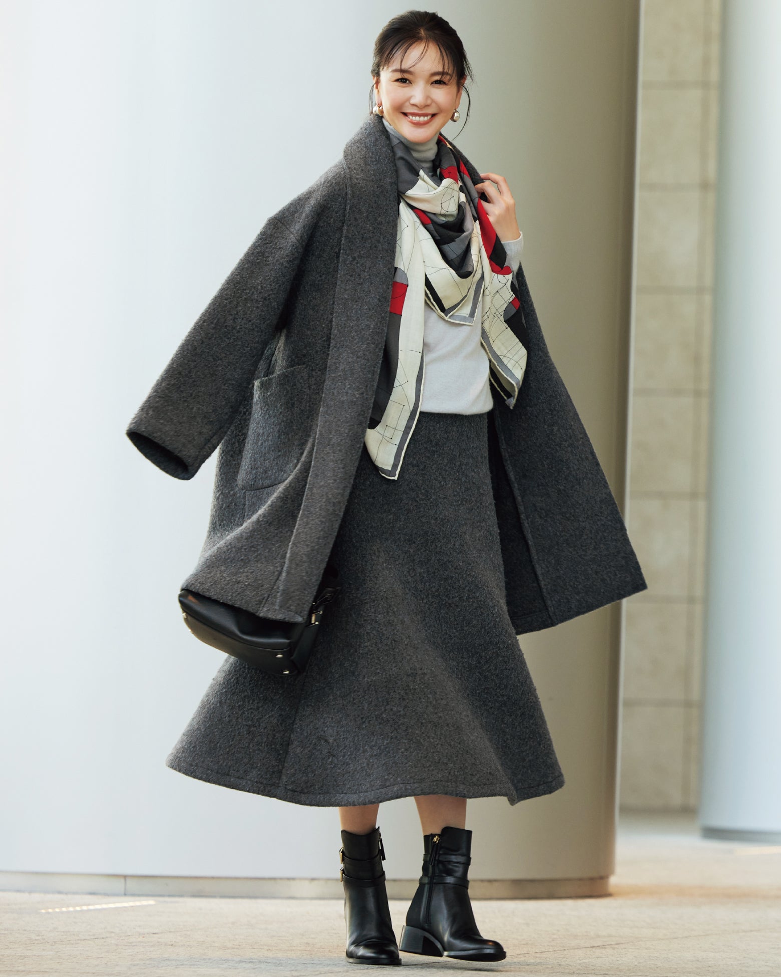 ストレッチウール・ショールカラーコート