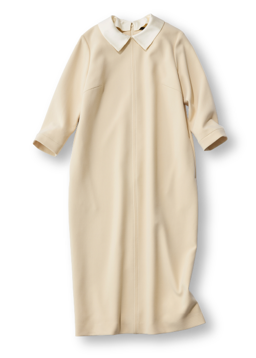 二重織カルゼ・2WAY衿ワンピース