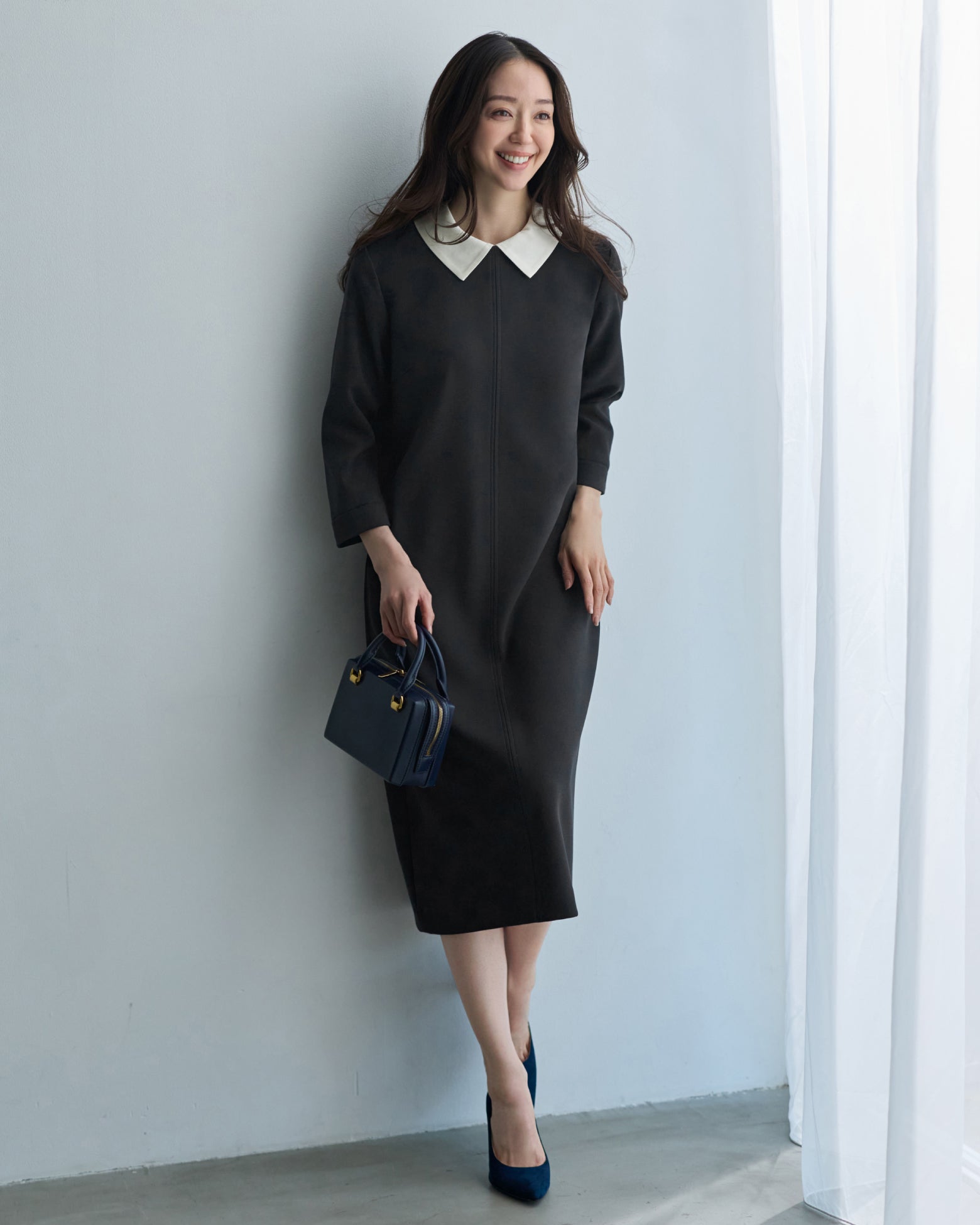 二重織カルゼ・2WAY衿ワンピース