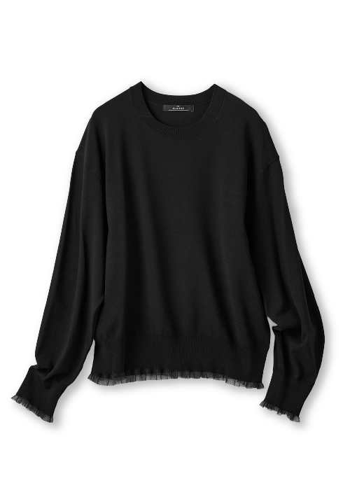 シアーフリル・クルーネックニット