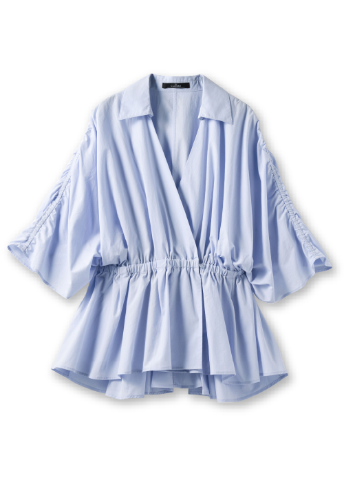 コットン混・カシュクールブラウス