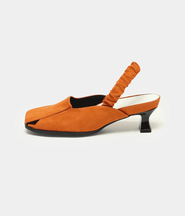 Heel cup shirring strap shoes orange