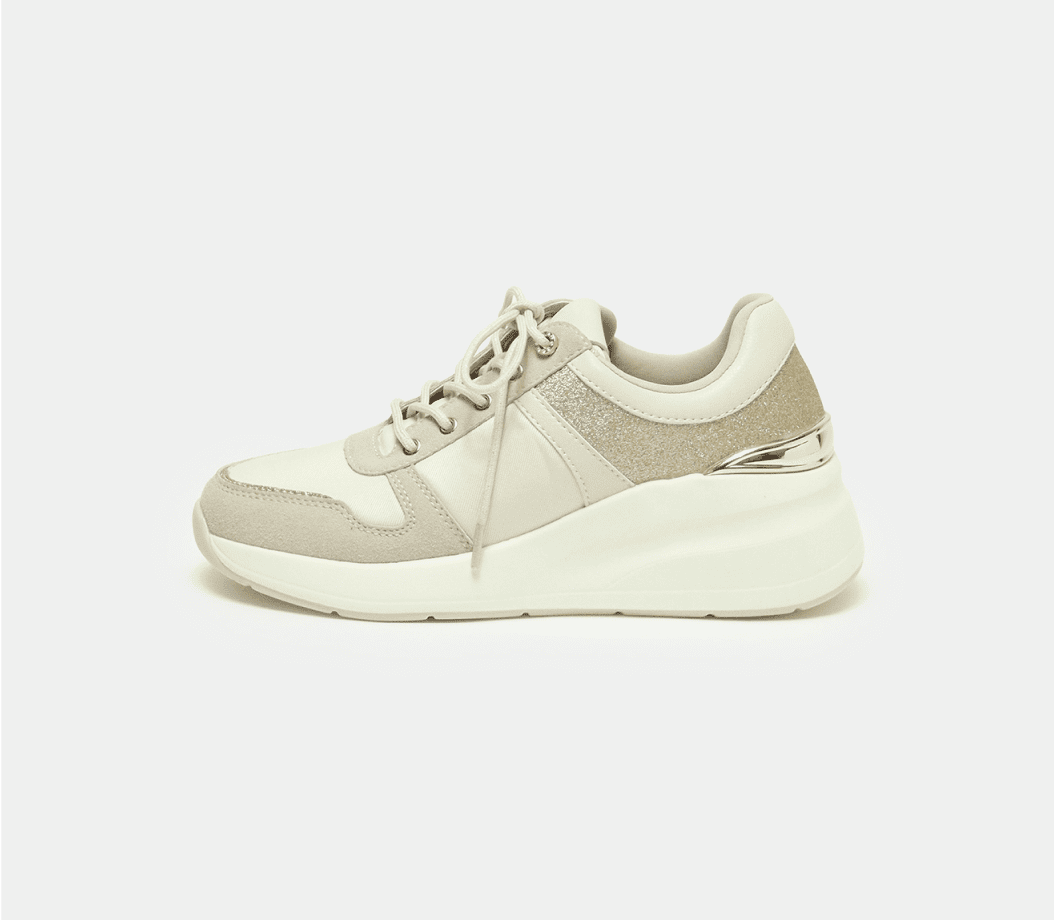 style up glitter sneakers beige