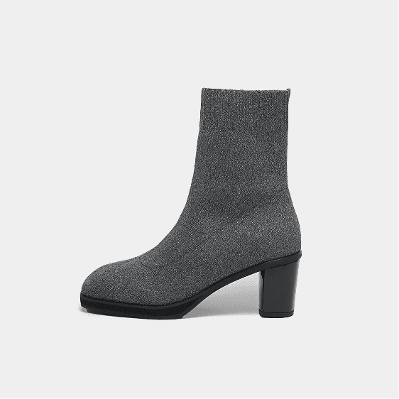 撥水ニットフレックスヒールスクエアトゥブーツ