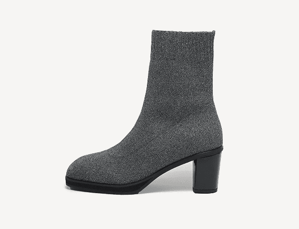 撥水ニットフレックスヒールスクエアトゥブーツ