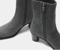 撥水ニットフレックスヒールスクエアトゥブーツ