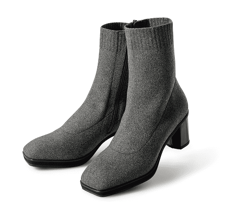 撥水ニットフレックスヒールスクエアトゥブーツ