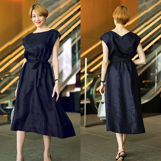 Deuxieme Classe / ドゥーズィエムクラス | 2020SS | Linen Madam Dress リネン マダム ドレス カシュクール ワンピース | F | ブルー | レディースなし裏地