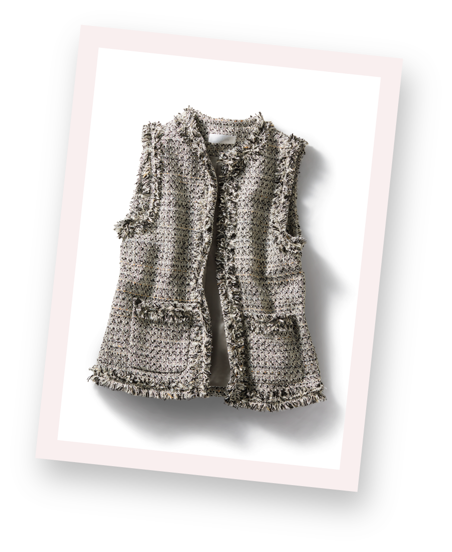 フリンジツイード・ノーカラージレ