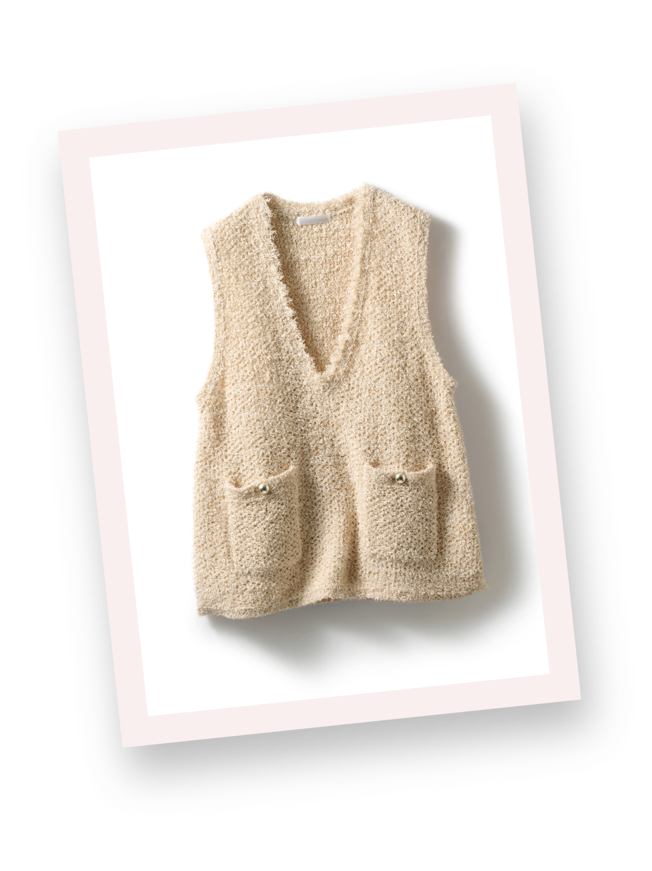 ツイーディニット・メタル釦ベスト