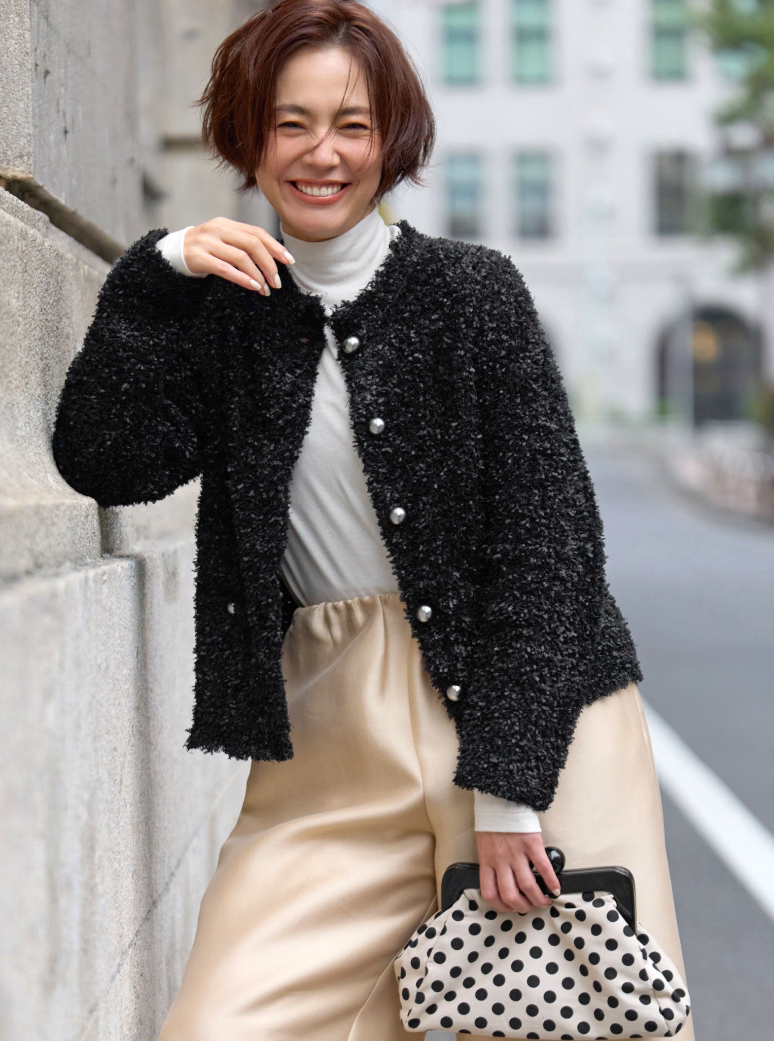 ツイーディニット・メタル釦ジャケット