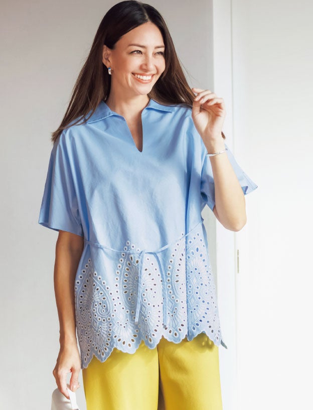 カットワークレース・スキッパーシャツ