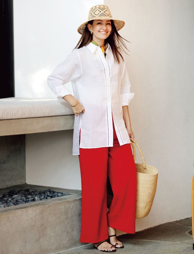 シアーラミー・はしごレースロングシャツ